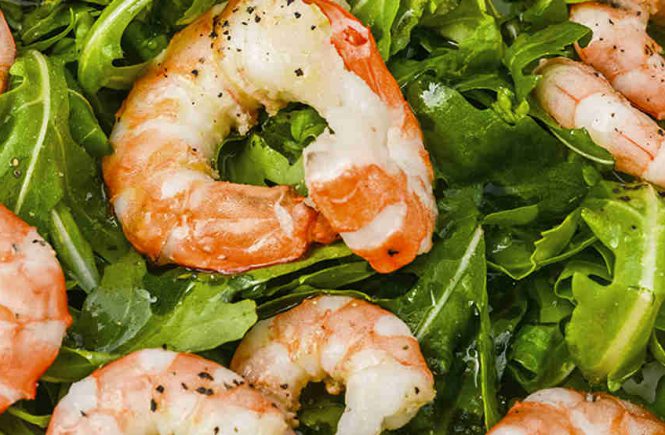 gamberi e rucola