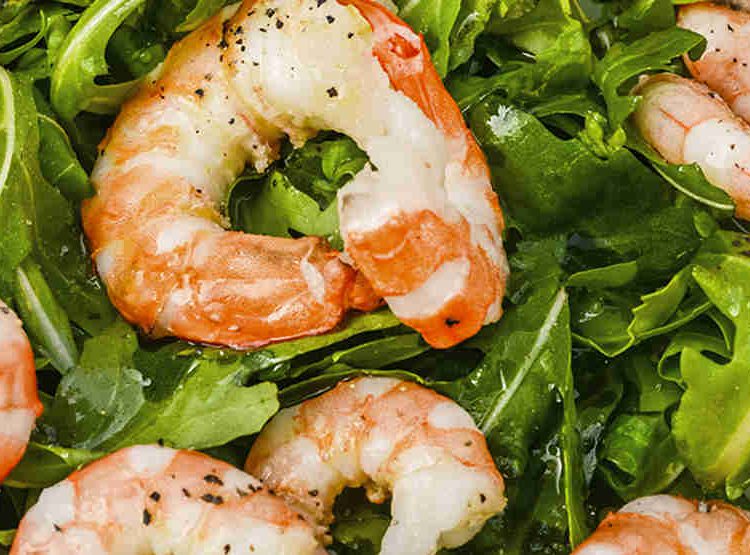 gamberi e rucola