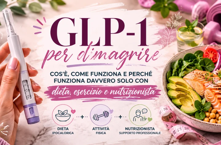 Farmaci GLP-1 per dimagrire associati a dieta, attività fisica e nutrizionista.